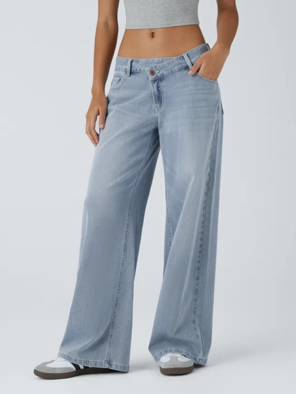 Halara Flex Asymmetric Low Rise Zipper Pockets Baggy Wide Leg Size XL Regular